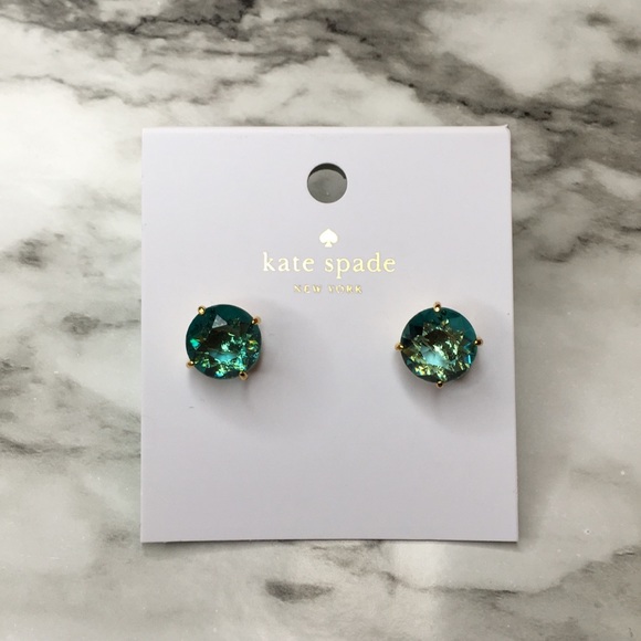 NWT Kate Spade Blue/Green Diamond Stud Earrings - Picture 1 of 3